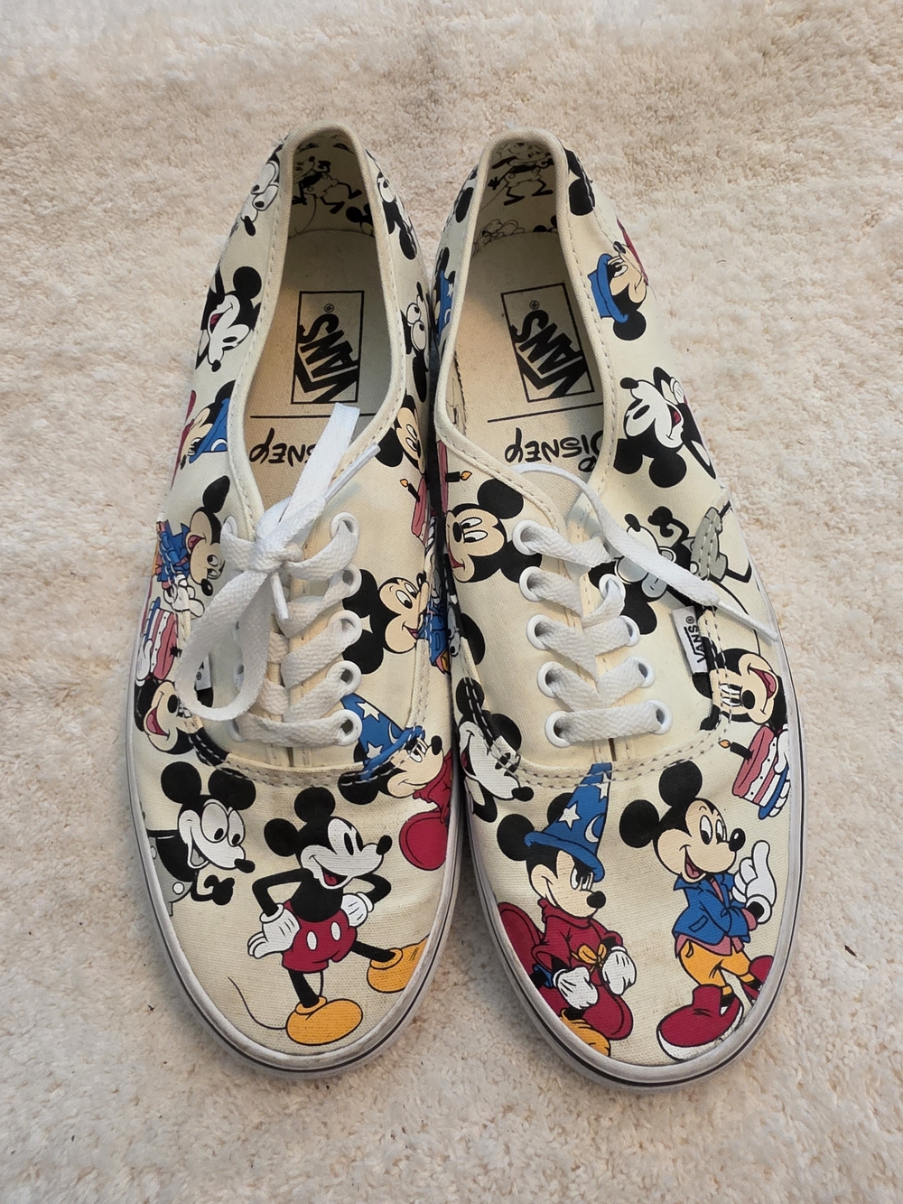 Vans X Disney Mickey Mouse Canvas Sneakers - Cream with Multicolor Print